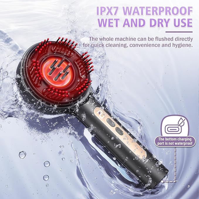Electric Scalp Massager, 3-in-1 Hair Oil Applicator & Cordless Electric Head Massager, IPX7 Waterproof, Portable Scalp Brush for Home & Travel, Grey Bloomnest