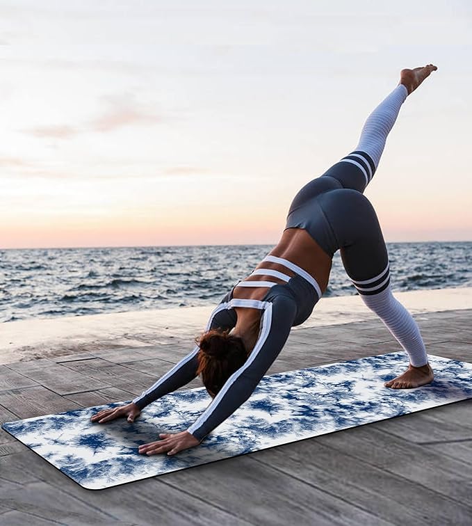 Non Slip Yoga Mat TPE Workout Mat for Men Women, Thick Workout Mat with Carrying Strap, Fitness Mats for Exercise, Yoga, Fitness, Pilates, Floor Workouts (72" x 24" x 6mm) - Bloomnest