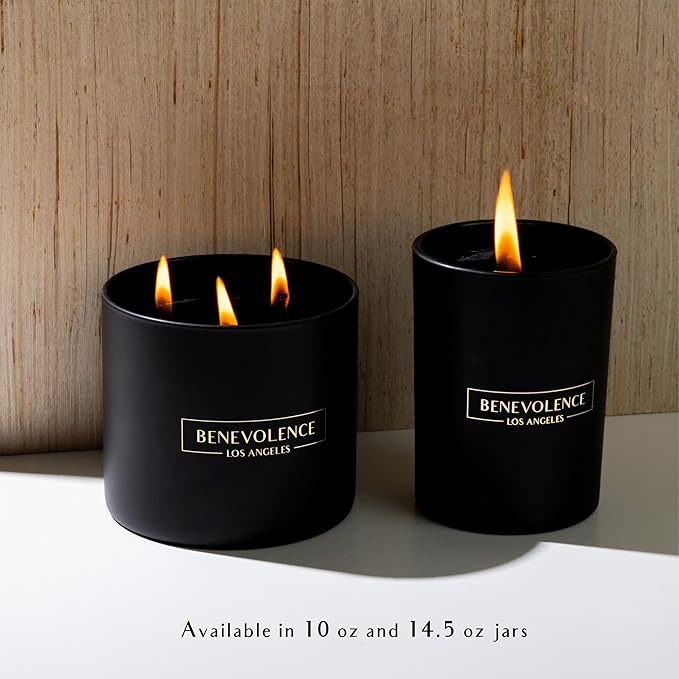 Benevolence LA Santal Scented Candle | Soy Christmas Candles, Black Candle for Home | Holiday Candles Gifts for Women and Men | Home Fragrance | Aromatherapy | Bathroom Freshener | 10oz - Bloomnest