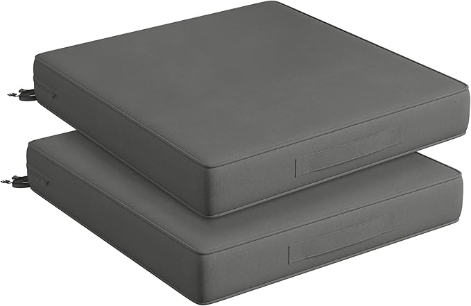 Codi Thick Replacement Couch Cushions 2 Sets, Upholstery Foam with Covers for Sofa Chair Cushion Outdoor Seat - 24 × 24 × 4 Inch, High Density Foam,Dark Grey - Bloomnest