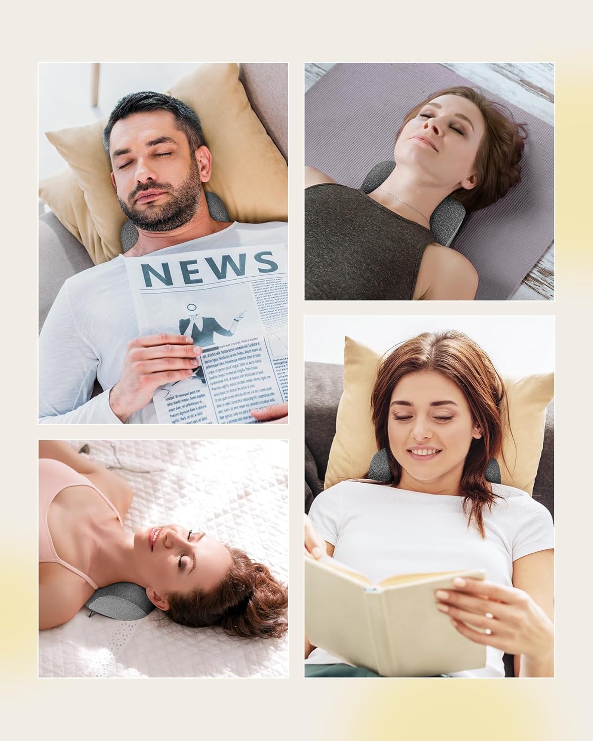 Heated Neck Stretcher for Pain Relief - Neck and Shoulder Relaxer Graphene Heated Cervical Traction Device Neck Pillow Corrector Chiropractic for TMJ Pain Relief and Cervical Spine Alignment Grey