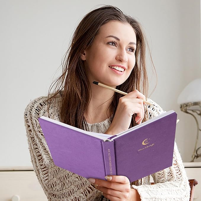 CAGIE Lined Journal Notebook for Women Girls, A5 Hardcover Linen Journals For Writing 256 Pages, Aesthetic Womens Diary, Gifts 8.3'' x 5.7'' Purple - Bloomnest