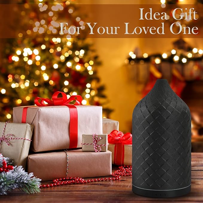 Essential Oil Diffuser for Home, Ceramic Aromatherapy Diffuser for Essential Oils, 120ml Oil Diffuser with Waterless Auto-Off and 7 LED Lights for Large Room Yoga Spa (Black) - Bloomnest