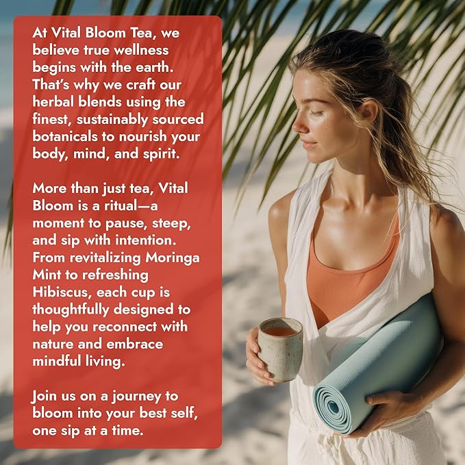 Vital Bloom Pure Cinnamon Tea, warm, spicy flavor, 100% Natural, Caffein Free, Hot or Cold Brew Herbal Tea, Bleach Free Tea Bags, Non GMO (Free Bamboo Tongs included) - Bloomnest