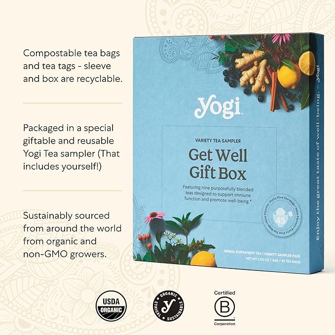 Organic Sampler Gift Box-5 Tea Bags per Flavor (45 Tea Bags)-Delicious Wellness Immunity Teas-9 Herbal Teas-Caffeine-Free Tea Variety Pack-Tea Gift Set - Bloomnest