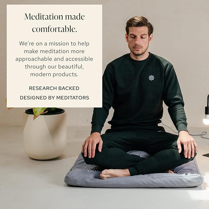 Mindful & Modern Zabuton Meditation Mat - Cotton Filled Yoga and Meditation Pad - Zabuton Meditation Cushion for Kneeling and Sitting Support - Large Rectangular Sitting Floor Pillow for Bench or Zafu - Bloomnest