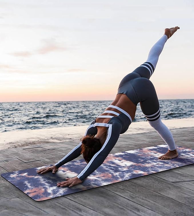 Non Slip Yoga Mat TPE Workout Mat for Men Women, Thick Workout Mat with Carrying Strap, Fitness Mats for Exercise, Yoga, Fitness, Pilates, Floor Workouts (72" x 24" x 6mm) - Bloomnest
