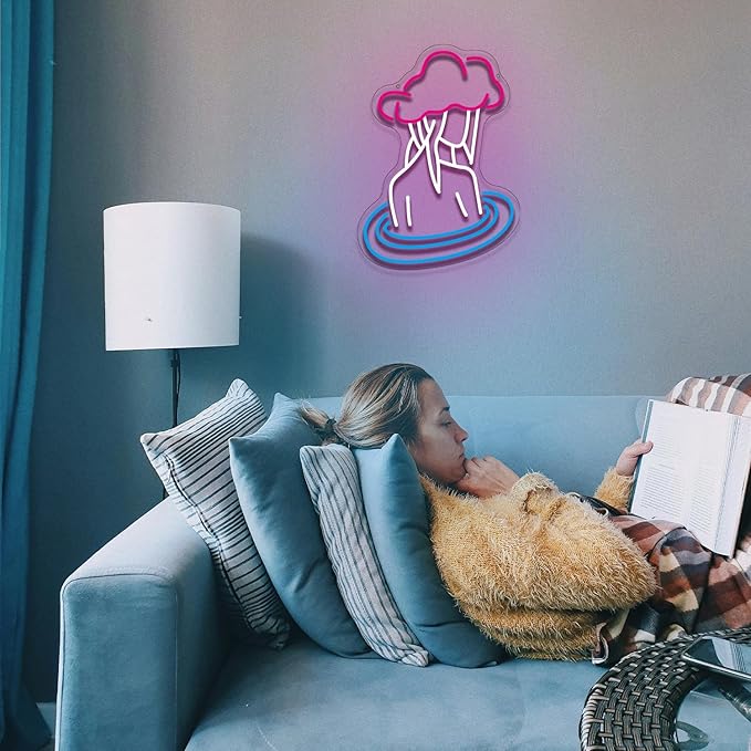 Lady Neon Signs for Wall Decor, Pink White Cloudy neon light LED Light Sign, USB Light Up Sign Neon with Dimmable Switch for Bedroom Birthday Party Decoration - Bloomnest