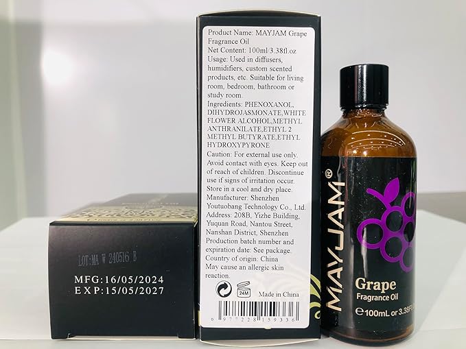 MAYJAM 100ML/3.38FL.OZ Grape Fragrance Oils with Glass Dropper, Essential Oils for Diffusers for Home, Long Lasting Scented Oils for Diffusers Soap Candle Making - Bloomnest