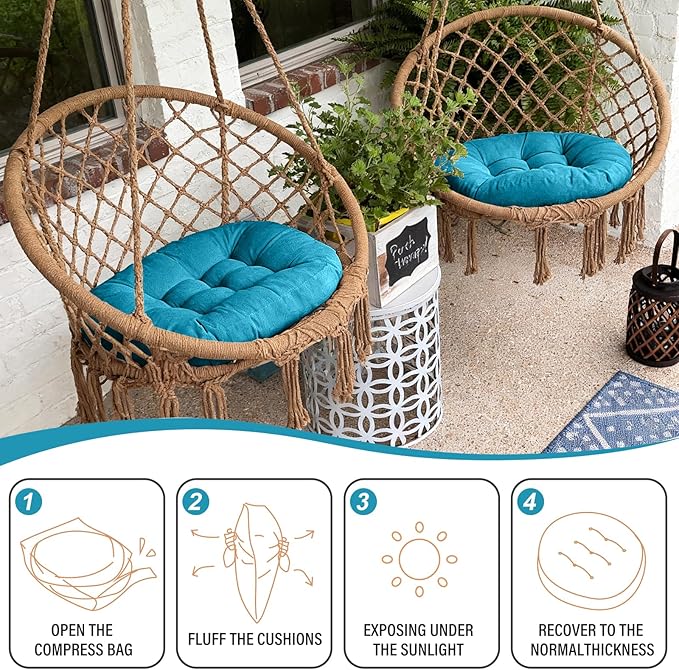 Tiita Floor Pillow Blue Cushion Round Seat Cushion Outdoor Floor Pad Meditation Cushion for Yoga Living Room Sofa Balcony, 22x22 Inch (Blue) - Bloomnest