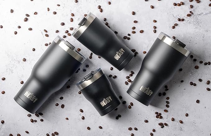 Beast 40 oz Tumbler Stainless Steel Vacuum Insulated Coffee Ice Cup Double Wall Travel Flask (Matte Black) - Bloomnest