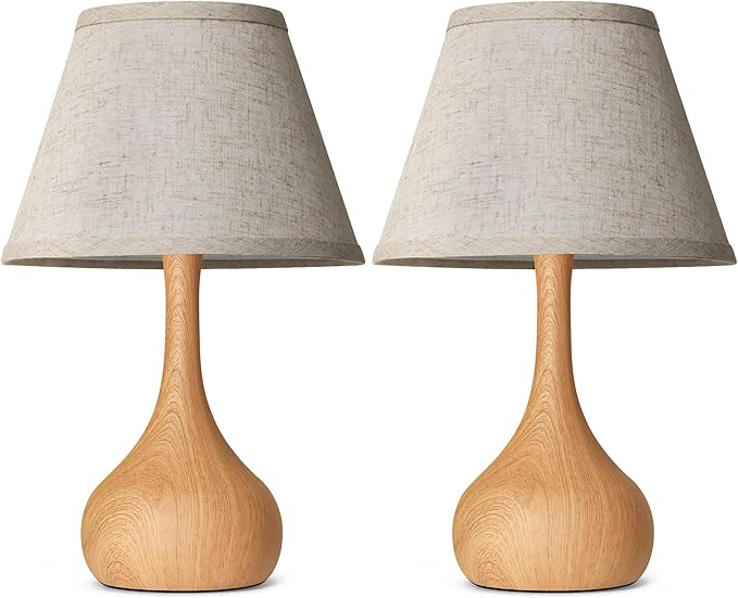 Touch Table Lamp for Bedroom Set of 2, 3-Way Dimmable Bedside Lamp for Nightstand, 17” Rustic Metal Desk Lamp with Linen Shade for Living Room, Kids Reading, Dorm, Home Office Decor, Bulb Included - Bloomnest