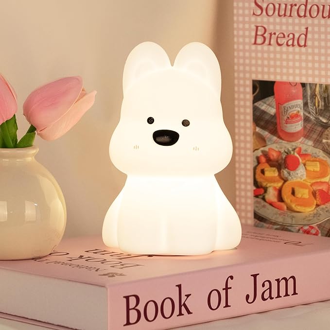 Night Light for Kids, Rechargeable Dimmable Silicone LED Nightlight with 7 Colors, Baby Nursery Night Lamp, Touch Squishy Lamp, Cute Gifts for Girls, Boys, Toddler Room Decor, Dog - Bloomnest