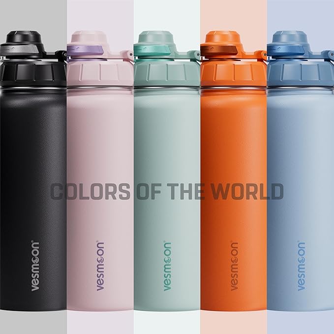 Vesmoon Vessence 24 Oz Stainless Steel Tea Infuser Bottle for Loose Leaf Tea, Water, Herbs, Fruits - Triple Layered Insulated, Leak Proof Bottle with Lid and Clip Handle - 24 Hours Hot/Cold - Bloomnest