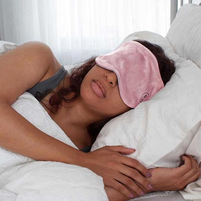 BARMY Weighted Sleep Mask for Women (0.8lb/13oz, 4 Colors) Weighted Eye Mask for Sleeping, Eye Cover That Blocks Out Light to Help Relaxation and Night Sleep, Comfortable Blackout Sleeping Mask, Pink - Bloomnest