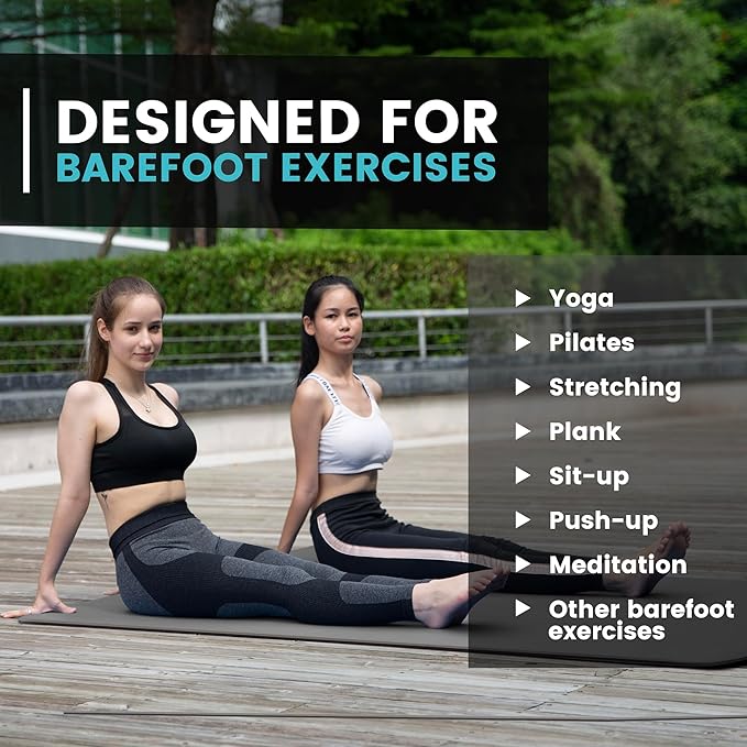 UMINEUX Large Yoga Mat for Men and Women 1/4 & 2/5 Inch Extra Thick TPE Fitness Mat for Home Gym Workout, Non-Slip, Eco Friendly Exercise Mat for Yoga, Pilates, Stretching, Meditation - Bloomnest