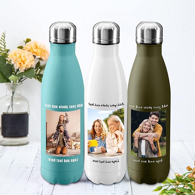 200 Pack USA Custom Water Bottle, 17oz Personalized Sport Water Tumbler, Stainless Steel Material, Leak-Proof, insulation, Customizabne Name, Suitable for Travel Holiday Gift for Women - Bloomnest