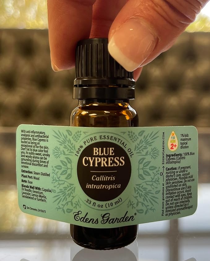 Edens Garden Cypress- Blue Essential Oil- 100% Pure Premium Grade, Undiluted, Natural, Therapeutic, Aromatherapy, The Best for Diffuser, Skin, Candle, Kid Safe 10 ml (.33 fl oz) - Bloomnest