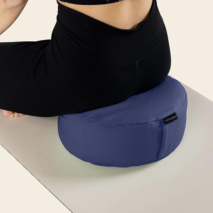 Retrospec Sedona Zafu Meditation Cushion Filled w/Buckwheat Hulls - Yoga Pillow for Meditation Practices - Machine Washable 100% Cotton Cover & Durable Carry Handle, Round - Bloomnest