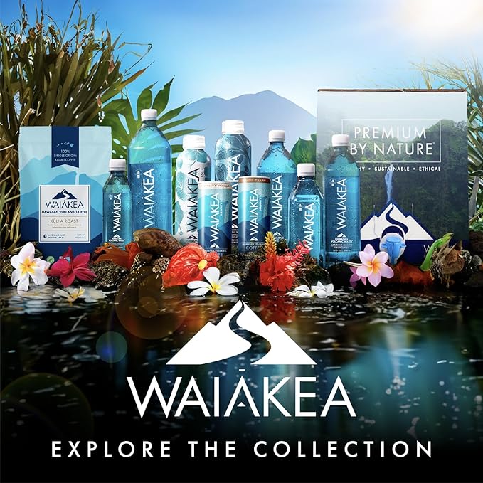 Waiakea Hawaiian Volcanic Water, Naturally Alkaline, 100% Recycled Bottle, 1L (Pack of 12), 33.8 Fl Oz (Pack of 12) - Bloomnest