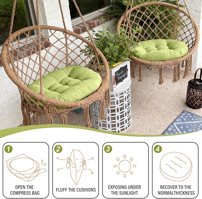 Tiita Round Cushion 22"x22" Floor Seat Pillows Meditation Pillow for Seating on Floor Windows Pad for Yoga Living Room Sofa Balcony Indoor Outdoor, Green - Bloomnest