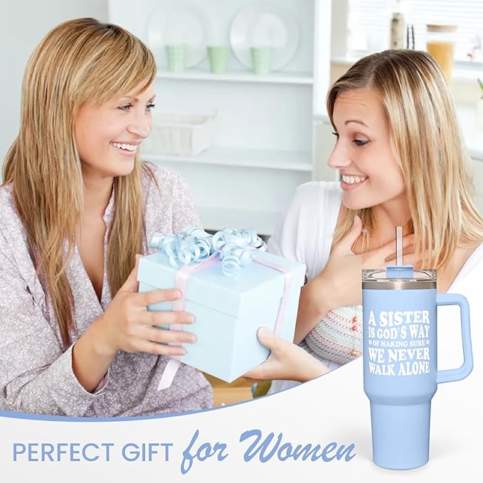 SANDJEST Sisters Gifts from Sister - Tumbler 40oz Stainless Steel Insulated with Handle and Straw Christmas Birthday Friendship Gifts for Soul Sister BFF Bestie Best Friends - Bloomnest