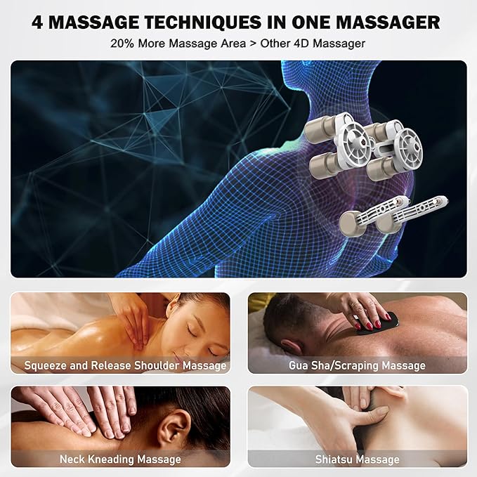 Pro Shiatsu Neck Massager with Heat,4D Heated Neck and Shoulder Massager,Neck Massager for Pain Relief Deep Tissue,Shoulder Massager with Heat, Kneading Massager Machine for Pain Relief - Bloomnest