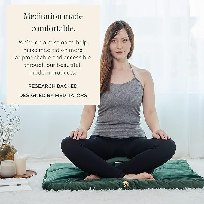 Mindful & Modern Zabuton Meditation Mat - Cotton Filled Yoga and Meditation Pad - Zabuton Meditation Cushion for Kneeling and Sitting Support - Large Rectangular Sitting Floor Pillow for Bench or Zafu - Bloomnest