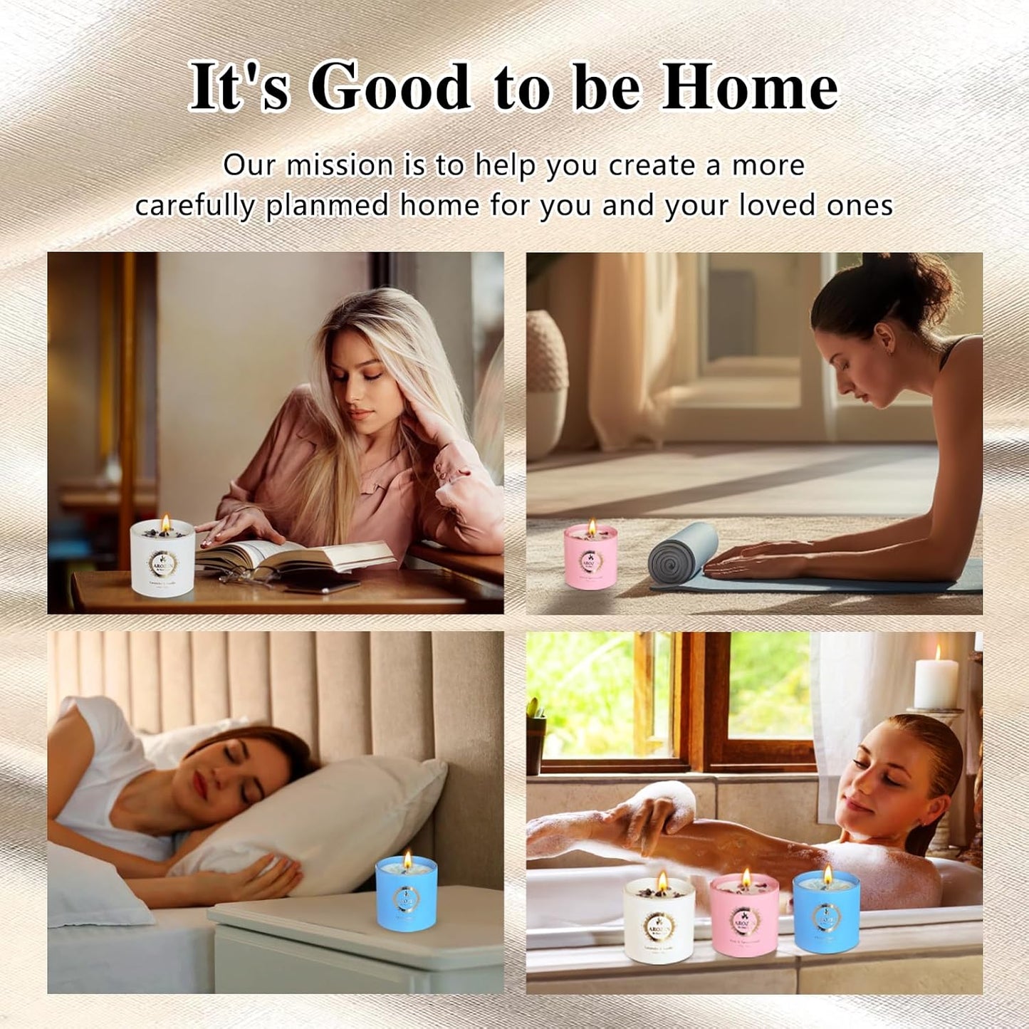 3 Pack Scented Candles Gift Set for Women, Birthday Gifts for Women, Valentines Day for her, Mothers Day Gifts, Candles for Home Scented of Lavender, Ocean Breeze & Rose Sandalwood