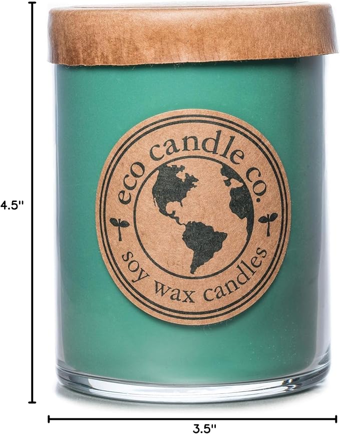 ECO CANDLE CO. Recycled Candle, Winter Wonderland, 18 oz. Double Wick - Scents of Pine, Spruce, & Fir - 100% Soy Wax, No Lead, Kraft Paper Label & Lid, Hand Poured, Midwest Grown Soybeans - Bloomnest