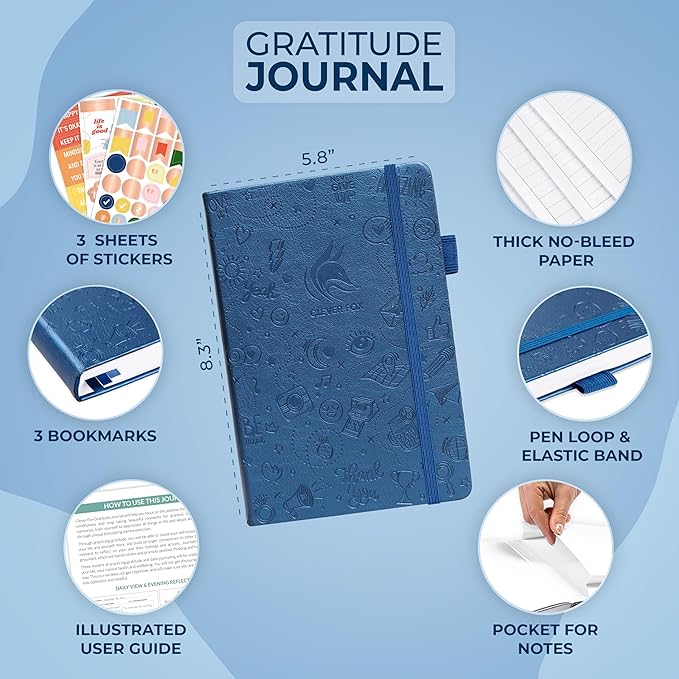 Clever Fox Gratitude Journal β Happiness, Positivity & Affirmation Daily Journal β Inspirational Daily Notebook β 3 Months, A5 (Mystic Blue) - Bloomnest