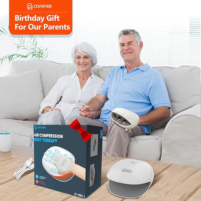 COMFIER Wireless Hand Massager with Heat & Compression,Hand Massager for Arthritis and Carpal Tunnel,3 Levels Compression & Heating,Rechargeable,Christmas Gifts for Women,Men,Mom