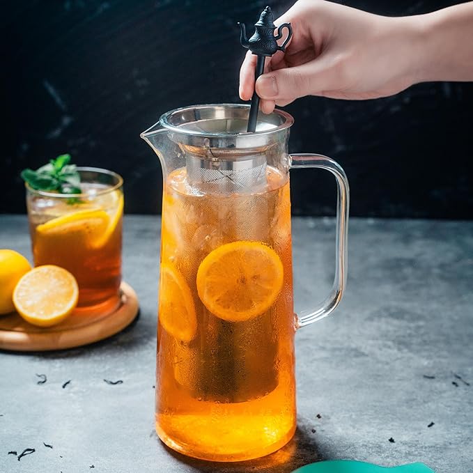 1.5L Fruit Infuser Water Pitcher-In Tea Infuser & Stainless Steel Candle Warmer Base - 500ml, Premium Gift Set for Tea Lovers, Perfect for Brewing and Keeping Tea Warm (1500ml) - Bloomnest