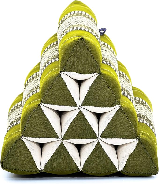 Leewadee Triangle Cushion – Comfortable Backrest for TV or Reading, Incline Pillow for Relaxing Made of Kapok, 20 x 13 x 13 inches, Green - Bloomnest