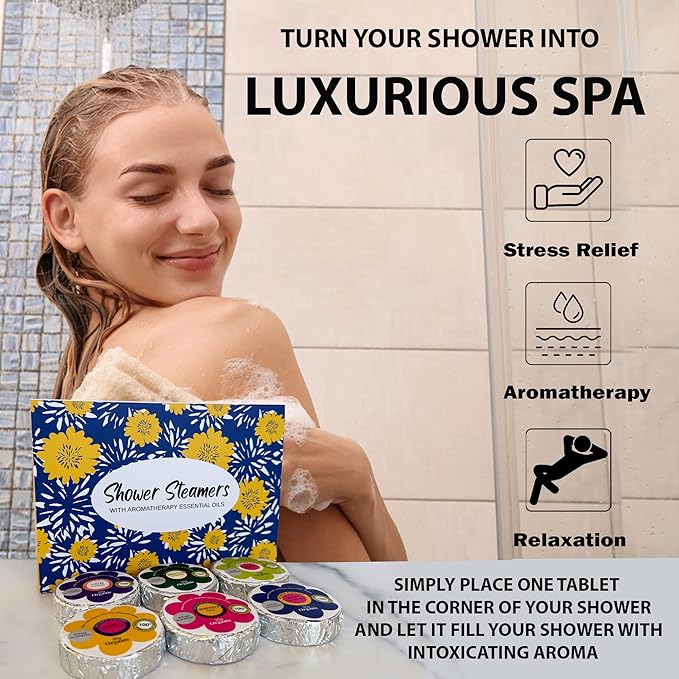 Shower Steamers for Women Gift Set – 24 Pack (4 Boxes of 6), Aromatherapy Shower Bombs w/Essential Oils, Relaxing Shower Melts, Perfect Spa Gift for Christmas, Stocking Stuffers for Women, Men, Teens - Bloomnest
