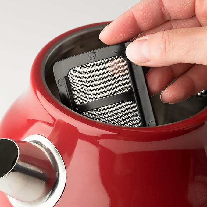 Haden Dorset 1.7 Liter Stainless Steel Electric Kettle, Hot Water Kettle with 360-Degree Base and Auto Shutoff, Rectory Red - Bloomnest