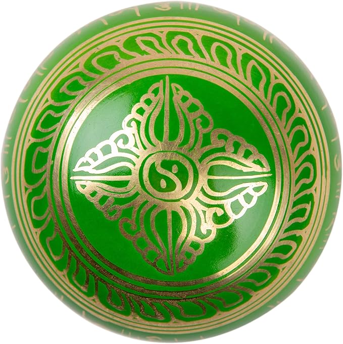 Tibetan Singing Bowl Set Brass - Master Healing Grade - Authentic Handcrafted Sound Bowl by Himalayan Bazaar (Black and Red)