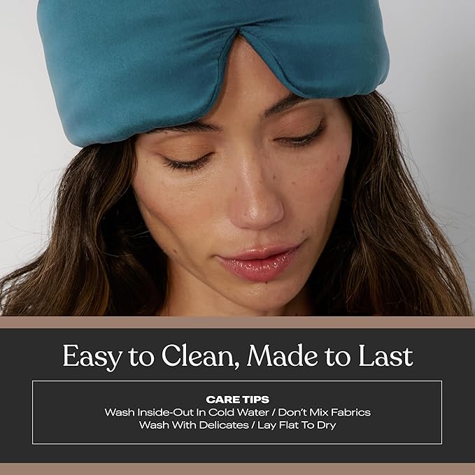 Silk Sleep Mask for Women - Mulberry Silk Eye Mask for Sleeping - Breathable, Washable, Light-Blocking – Piquant Teal, S - Bloomnest
