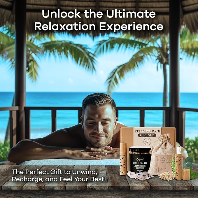 SOULISTIC ROOT Revitalizing Bath Gift - Premium Self-Care Bath & Body Set with Lavender Oatmeal Soak, Tranquil Essential Oil Roller, Epsom Salt Soak, Home Spa Kit, Valentine's Day Ready-to-Gift Box - Bloomnest