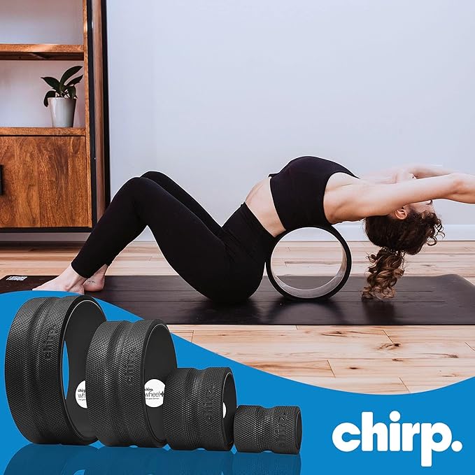 Chirp Wheel Foam Roller – Targeted Back & Neck Relief, Lumbar Spine Stretcher, Spinal Decompression Back Stretcher, Massage Roller with Density Foam for Physical Therapy, Supports 500lbs, 4-Pack Black - Bloomnest