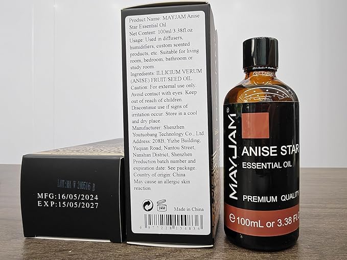 Anise Star Essential Oil, MAYJAM Pure Anise Star Oils for Diffusers, 3.38FL.OZ/100ML Star Anise Essential Oil with Premium Glass Dropper, Anise Oil - Bloomnest