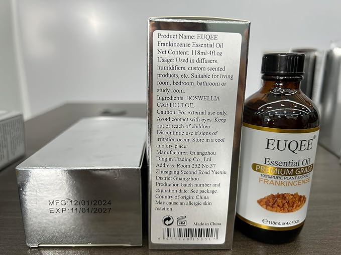 EUQEE Frankincense Essential Oil 118ml Large Bottle Pure Frankincense Oil with Glass Dropper Great for Aromatherapy, Diffuser, Soap Making - 4 Fl.Oz - Bloomnest