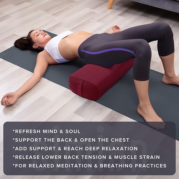 Simian Premium Meditation Bolster - Rectangular Support Cushion with Velvet Cover, Washable, for Restorative & Yin Yoga - Bloomnest