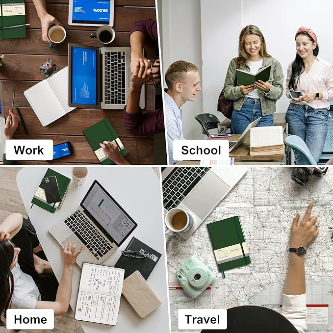 Comix Lined Journal Notebook for Women Men, Journaling Notebooks for Office School Home, Dark Green, 240 Pages, 5.5" x 8.3", College Ruled, A5, Hardcover - Bloomnest