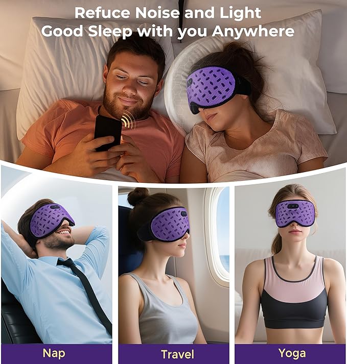 Sleep Mask Headphones with Bluetooth 5.4, LC-dolida Wireless Music Eye Mask for Sleeping Headphones Detachable 3D Eye Cups Cooling Breathable Bluetooth Eye Mask for Side Sleepers - Bloomnest