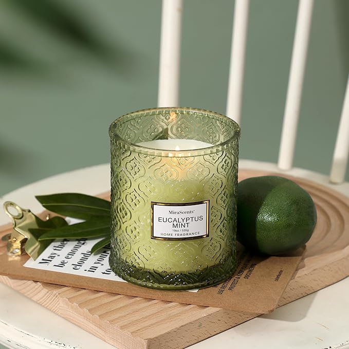 Eucalyptus Mint Scented Candles, Large Natural Soy Candle, 88 Hours Burning Time, Decorative Candles in Glass, Aromatherapy Candle Gift for Women, 19oz - Bloomnest