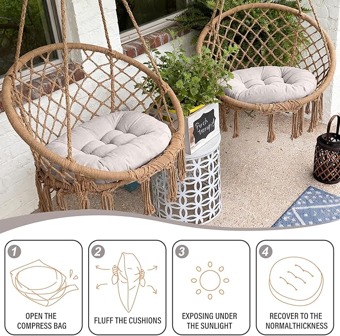 Tiita Floor Pillow Cushion, Round Seat Cushion, Outdoor Floor Pad, Meditation Cushion for Yoga Living Room Sofa Balcony, Set of 2, 22x22 Inch, Grey - Bloomnest