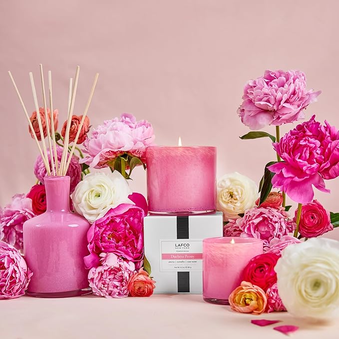 LAFCO New York Signature Candle, Duchess Peony - 15.5 oz - 90-Hour Burn Time - Reusable, Hand Blown Glass Vessel - Made in The USA - Bloomnest