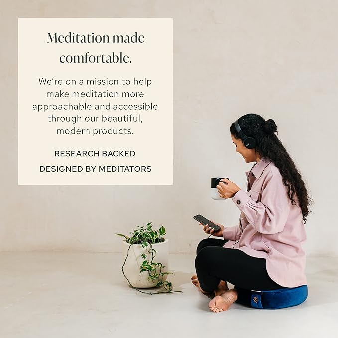Mindful Modern Velvet Meditation Cushion | Luxe Zafu Yoga Floor Pillow Seat | Posture Support | Buckwheat Hull Filled | Large Round Cushion with Removable Washable Cover + Carry Handle - Bloomnest