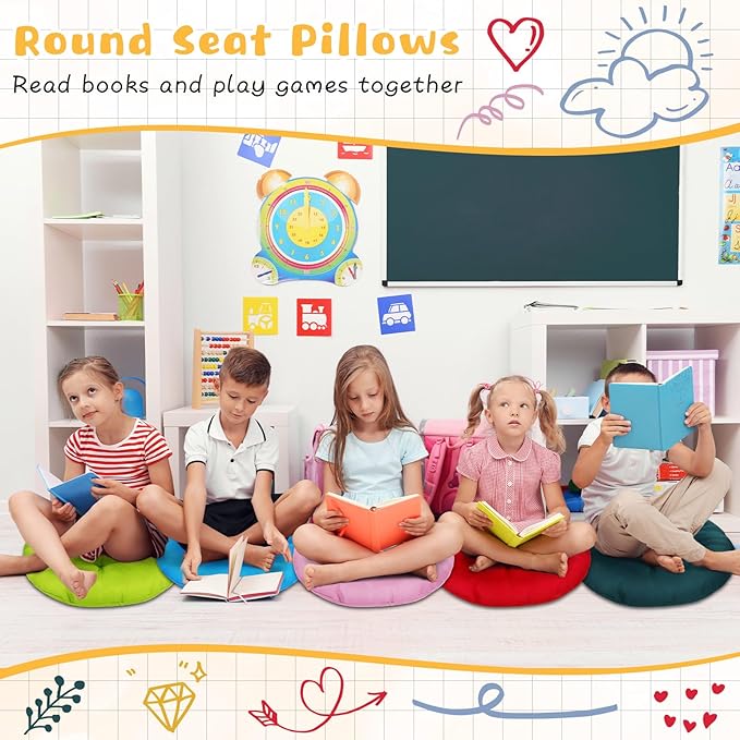 Tinideya 36 Pcs Round Floor Pillows 15.7 Inch Flexible Seating Pillows Chair Floor Cushions Reading Cushions for Kids Adults Classroom Home School Playing Supplies,18 Colors(Colorful) - Bloomnest